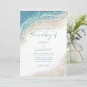 Invitation Watercolor Ocean Beach Mariage (Debout devant)