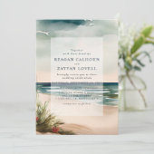 Invitation Watercolor Ocean Beach Mariage marin (Debout devant)
