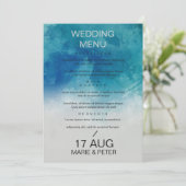 Invitation Watercolor Ocean Beach Menu Mariage d'été (Debout devant)
