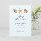 Invitation Watercolor Ocean Blue Boy Baby shower (Debout devant)