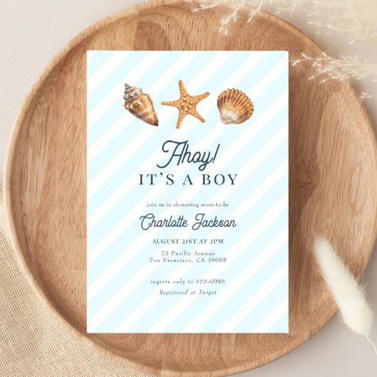 Invitation Watercolor Ocean Blue Boy Baby shower