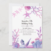 Invitation Watercolor Ocean Life fête d'anniversaire (Devant)