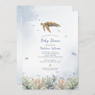 Invitation Watercolor Ocean Sea Turtle Baby shower