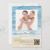 Invitation Watercolor Ocean Wave Beach Wedding Photo (Dos)