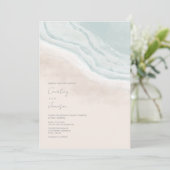 Invitation Watercolor Ocean Waves Beach Wedding (Debout devant)