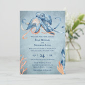 Invitation Watercolor Octopus Sea Life Beach Mariage (Debout devant)