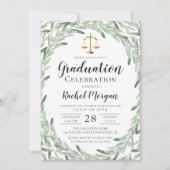 Invitation Watercolor Olive Branch Law School Graduation (Devant)