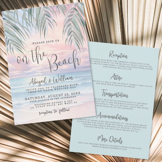 Invitation Watercolor On The Beach Wedding All In One