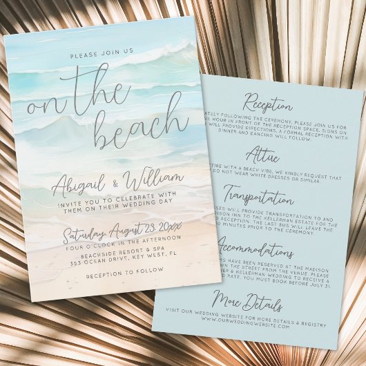 Invitation Watercolor On The Beach Wedding All In One