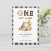 Invitation Watercolor One Happy Camper 1er anniversaire (Debout devant)