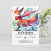 Invitation Watercolor Online Fox Anniversaire (Debout devant)