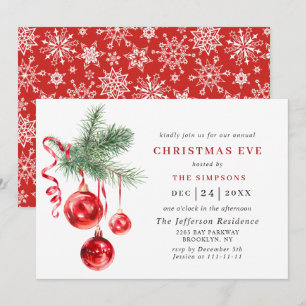 Invitation Watercolor Ornament Holiday CHRISTMAS EVE