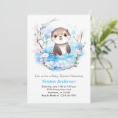 Invitation Watercolor Otter's Wonderland Boy Baby shower (Debout devant)