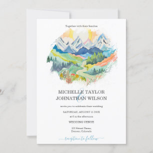 Invitation Watercolor Outdoor Mountain Destination Mariage