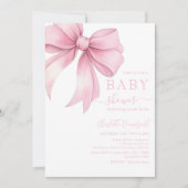 Invitation Watercolor Pale Pink Ribbon Baby Shower (Devant)