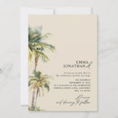 Invitation Watercolor Palm Tree Destination coastal Wedding (Devant)