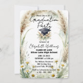 Invitation Watercolor Pampas Grass Daisies Graduation Party (Devant)