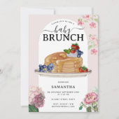 Invitation Watercolor Pancakes Berries Brunch Baby Shower (Devant)