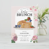 Invitation Watercolor Pancakes Berries Brunch Baby Shower (Debout devant)