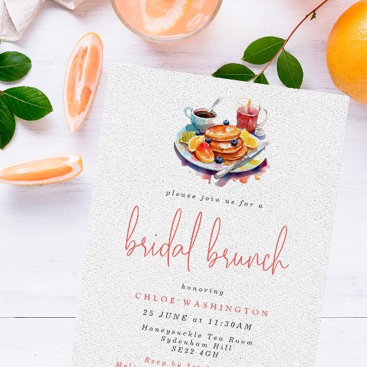 Invitation Watercolor Pancakes Bridal Brunch