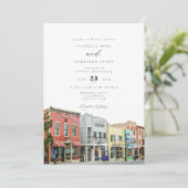 Invitation Watercolor Park City Mariage des bâtiments Utah (Debout devant)