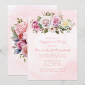 Invitation Watercolor Pastel Roses (Devant / Derrière)
