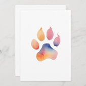 Invitation Watercolor Paw Print Background (Devant / Derrière)