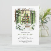 Invitation Watercolor Pays Maison de vacances Noël (Debout devant)