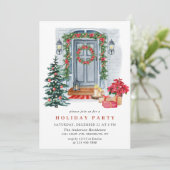 Invitation Watercolor Pays Maison de vacances Noël (Debout devant)
