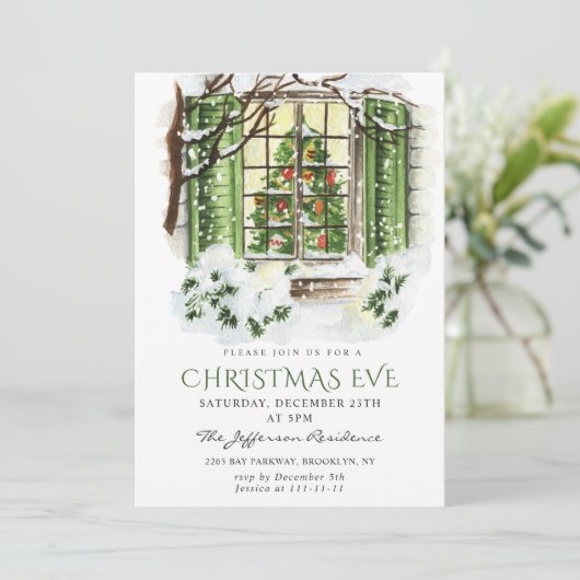 Invitation Watercolor Pays Maison de vacances Noël (Debout devant)