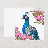 Invitation Watercolor peacock (Devant / Derrière)