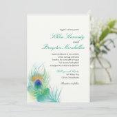 Invitation Watercolor Peacock Feather Wedding (Debout devant)