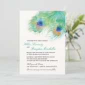 Invitation Watercolor Peacock Feather Wedding (Debout devant)