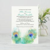 Invitation Watercolor Peacock Feather Wedding (Debout devant)