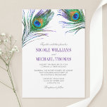 Invitation Watercolor Peacock Feather Wedding<br><div class="desc">A modern watercolor peacock feathers wedding design.</div>