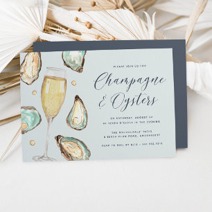 Invitation Watercolor Pearl Champagne & Oysters Party