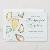 Invitation Watercolor Pearl Champagne & Oysters Party (Devant)
