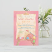 Invitation Watercolor Peinture Arts Anniversaire de enfant Pa (Debout devant)