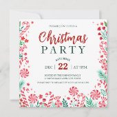 Invitation Watercolor Peppermenthe Sucres de canne Noël (Devant)