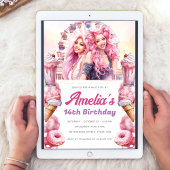 Invitation Watercolor Personnalisé Rollercoaster Party