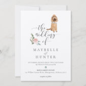 Invitation Watercolor Pet Chien Rose Floral (Devant)
