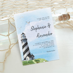 Invitation Watercolor Phare Mariage moderne