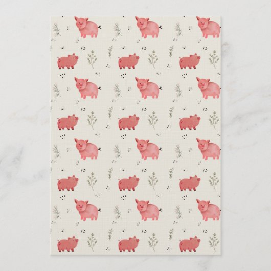 Invitation Watercolor Pigs And Flowers Seamless Pattern (Devant)