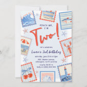 Invitation Watercolor Pinch Me Coastal Stamp 2nd Birthday (Devant)
