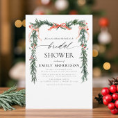 Invitation Watercolor Pine Bow Christmas Bridal Shower
