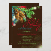 Invitation Watercolor Pine Cones Fête (Devant / Derrière)