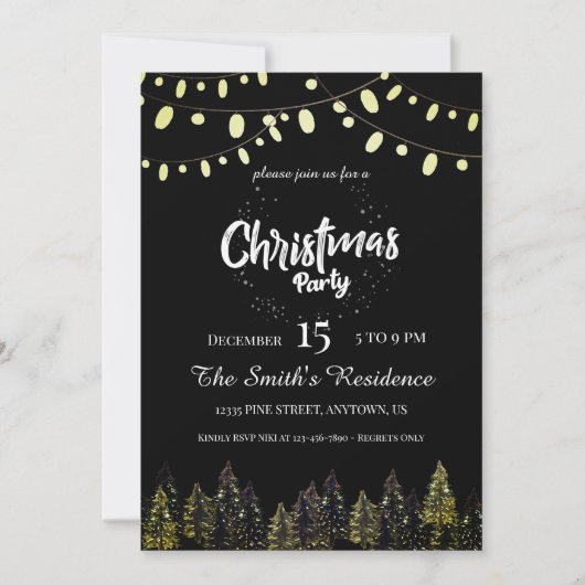 Invitation Watercolor Pine Forest Christmas (Devant)
