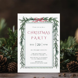 Invitation Watercolor Pine Garland Noël