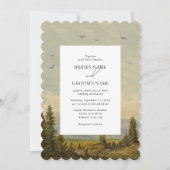 Invitation Watercolor Pine Tree Forest Mounts Mariage (Devant)