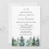 Invitation Watercolor Pine Tree Forest Rustic Photo Mariage (Devant)